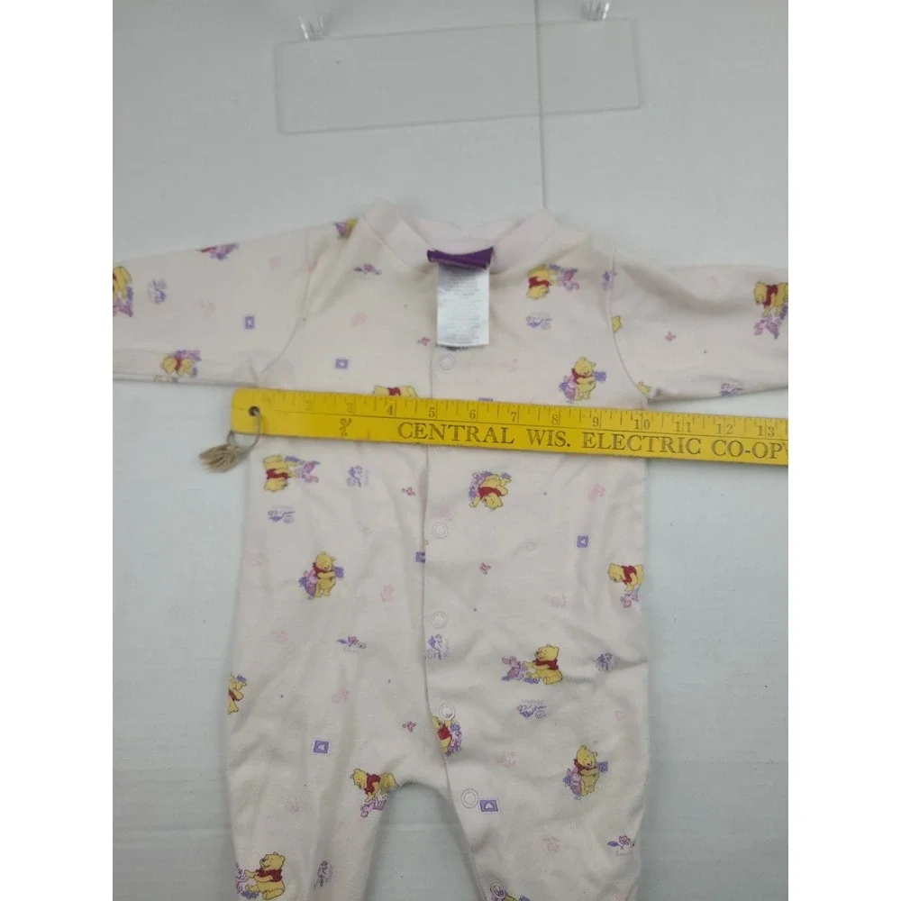 Vintage Baby Disney Winnie The Pooh One Piece Size 6-9 Months Pajama Pink Flower
